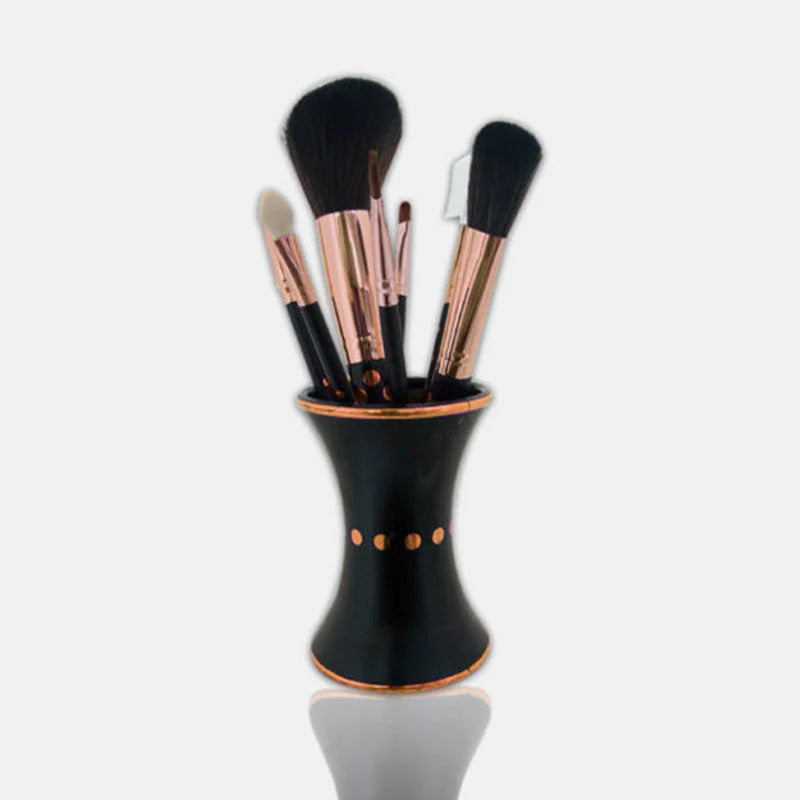 Glamorous Face 8 in 1 Brush Sets Pot Glass (Golden)