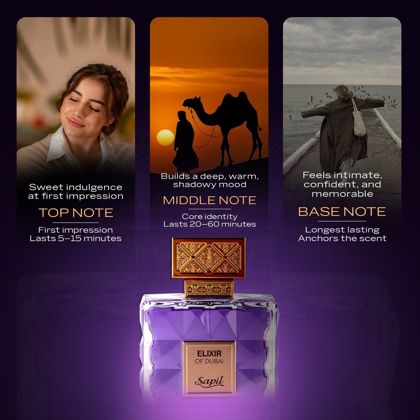 Sapil Elixir of Dubai Eau de Toilette for Men & Women 100ml - Long Lasting Oriental Woody Fragrance Perfume with Rich Amber N