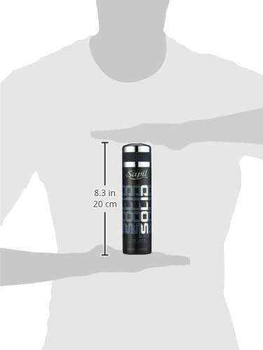 Sapil Solid Black Deodorant Body Spray for Men 200ml - Long Lasting Fresh Masculine Fragrance with Strong Odor Protection & A