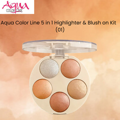 Aqua Color Line 5 in 1 Highlighter & Blush on Kit (01)