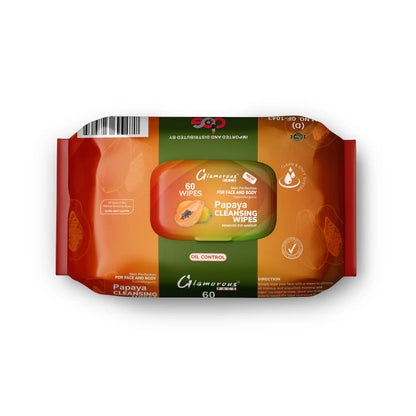 Glamorous Face Cleansing Makeup Remover Wipes Large 60 Pieces (PAPAYA)