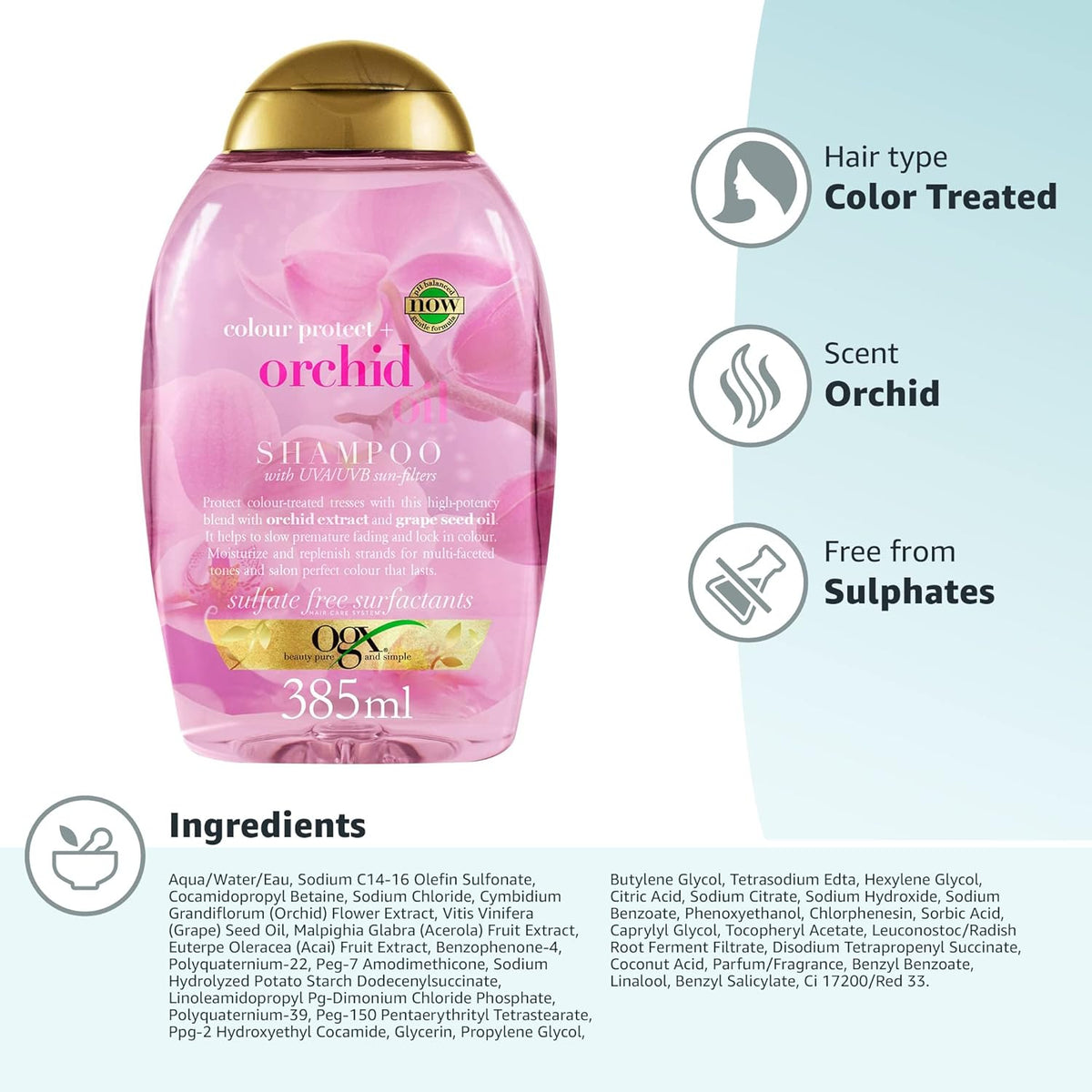OGX Color Protect + Orchid Oil Shampoo 385ml