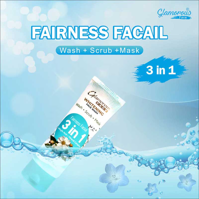 Glamorous Face Wash + Scrub +Mask Whitening 3 in 1 Face Wash 100gm