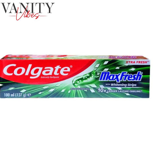 Colgate MaxFresh Bamboo Charcoal Toothpaste with Whitening Strips 100ml Fresh Breath & Whitening Care