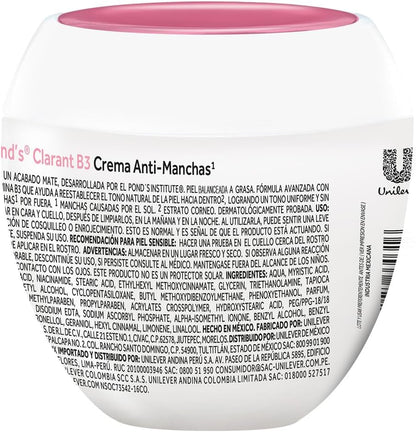 PONDS Pond’s Formulado por el Pond’s Institute Clarant B3 Tono Uniforme Anti-Manchas Cream for Oily Skin 200g - Even Tone & S
