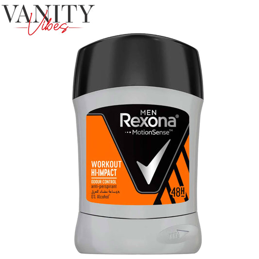 Rexona Men Antiperspirant Deodorant Stick 48 hour sweat & odor protection HI-Impact Workout with Motion Sense 40g