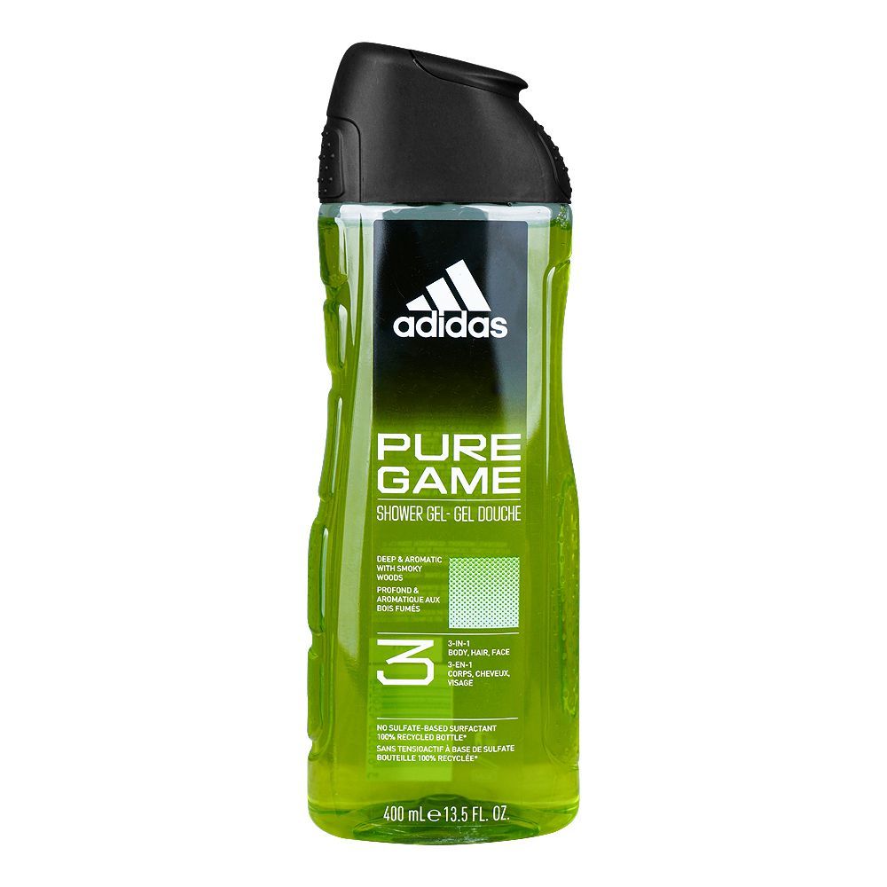 Adidas Pure Game 3-in-1 Body, Hair & Face Wash Shower Gel 400ml