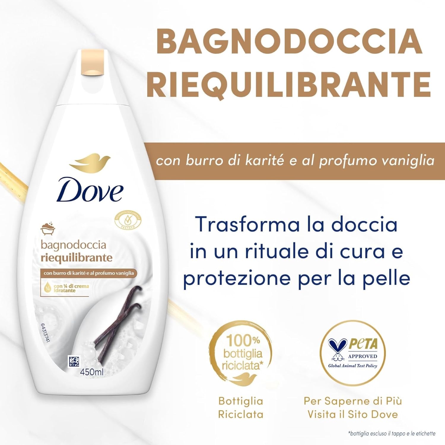Dove Reiquilibrante Moisturizing Shower Gel 450ml – Gentle Hydrating Body Wash for Smooth & Soft Skin