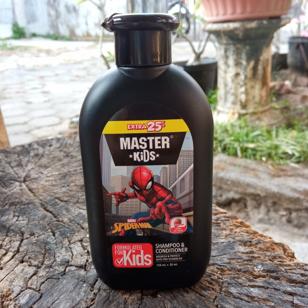 Master Kids Spider-Man 2-in-1 Hair Shampoo & Conditioner 150ml - Gentle Kids Hair Care Formula for Soft Smooth Hair, Tear-Fre