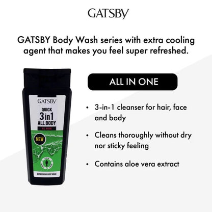 Gatsby Refreshing 3 in 1 Body Wash 250ml