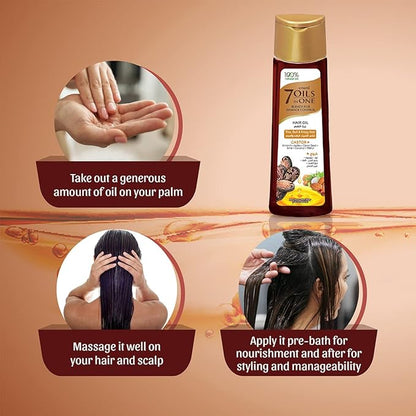 Emami 7 in 1 Blends Damage Control Castor Hair Oil 100ml - Nourishing Hair Care Oil for Hair Repair, Smooth Shiny & Strong He