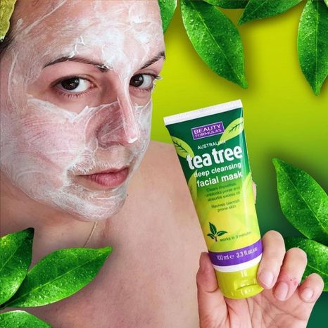 Beauty Formulas Tea Tree Facial Mask 100ml – Deep Cleansing Face Mask for Oil Control, Acne Care, Pore Purifying & Fresh Clea