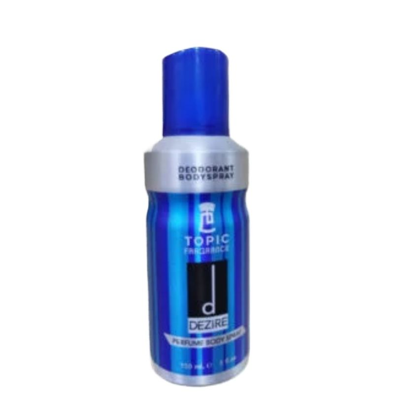 Dezire Blue Topic Fragrance Perfume Body Spray 150ml - Long Lasting Elegant Body Mist for Men & Women, Fresh & Clean Scent