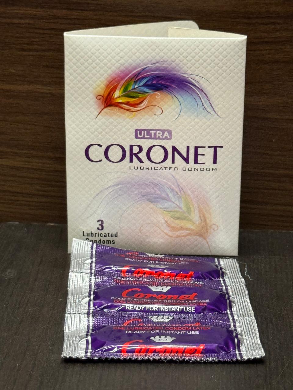 INNO Coronet Lubricated Condoms 3 Pcs - Ultra Smooth, Safe & Comfortable Protection for Men | Long Lasting Feel