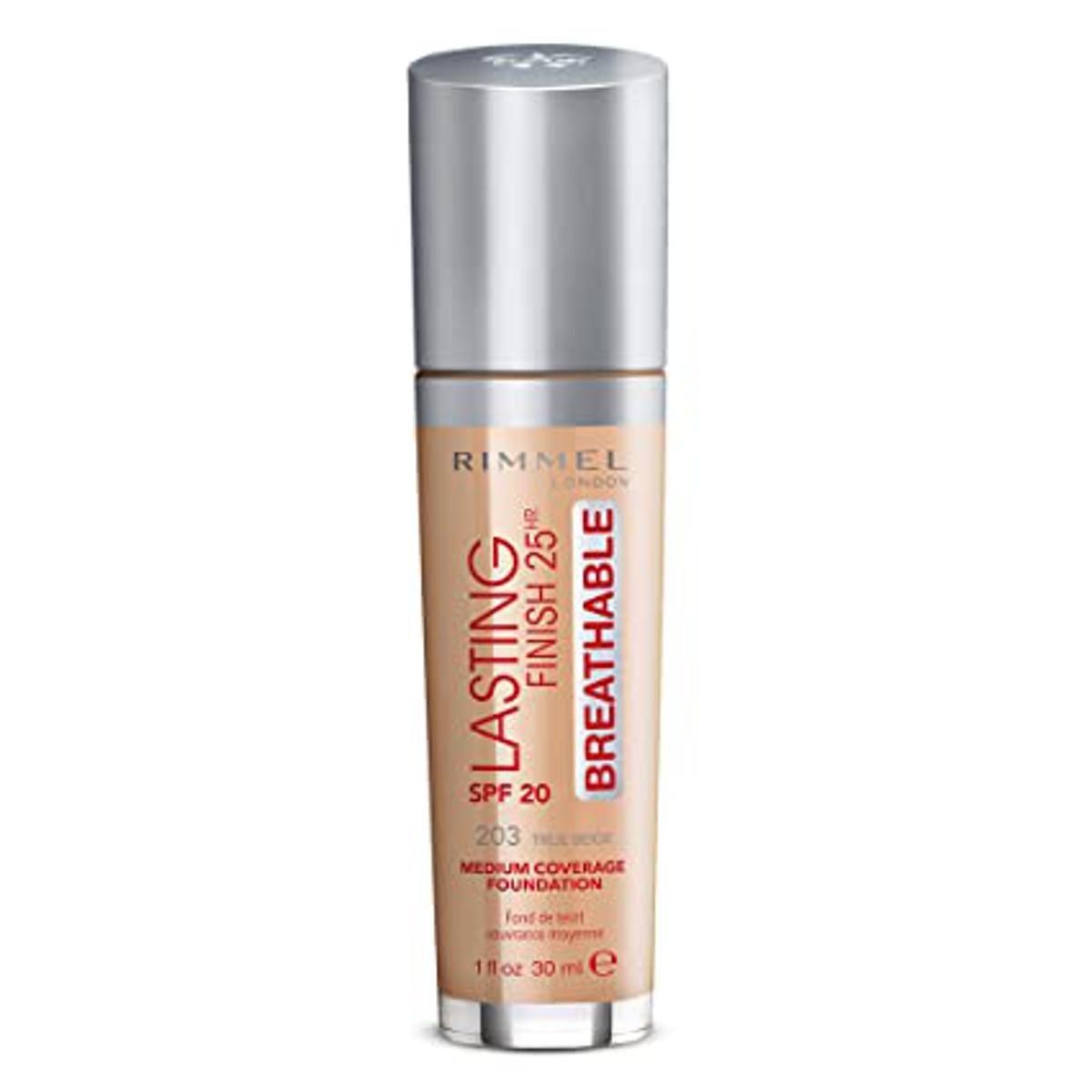 Rimmel London Lasting Finish Breathable Foundation, SPF 20, 203 True Beige, 30ml