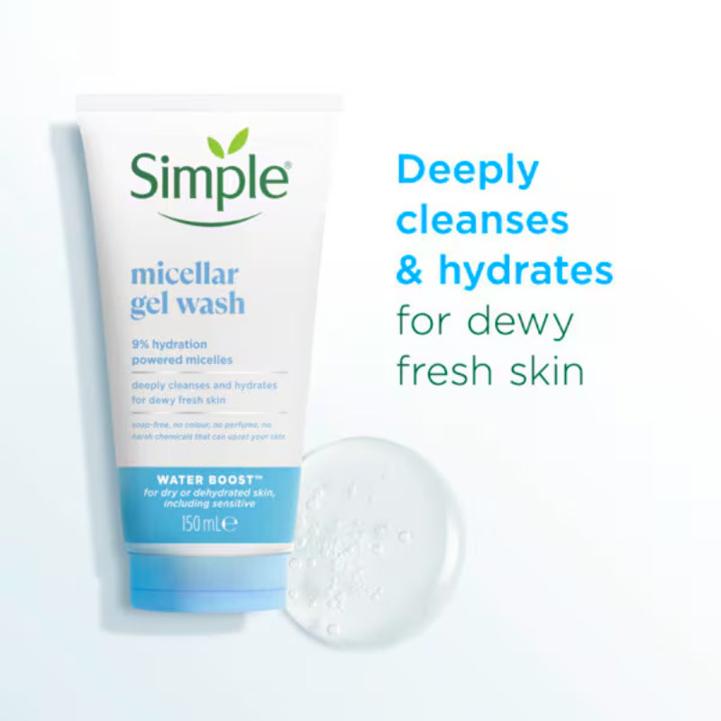 Simple Water Boost Micellar Facial Gel Wash 150 ml Hydrating Cleanse & Refreshing Care