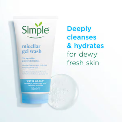 Simple Water Boost Micellar Facial Gel Wash 150 ml Hydrating Cleanse & Refreshing Care