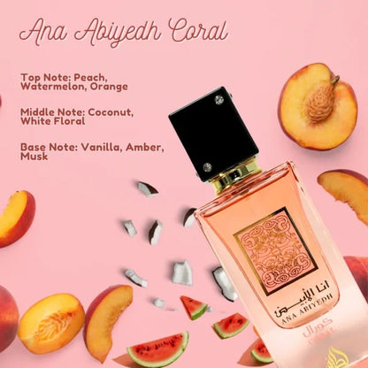 Lattafa Ana Abiyedh Coral Eau de Parfum 60ml - Long Lasting Elegant Unisex Fragrance for Men & Women