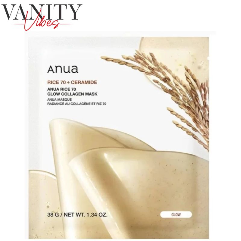 Anua Rice 70+ Ceramide Glow Collagen Mask 38 g Brightening Nourishment & Skin Barrier Care (K Beauty)
