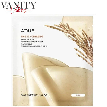 Anua Rice 70+ Ceramide Glow Collagen Mask 38 g Brightening Nourishment & Skin Barrier Care (K Beauty)