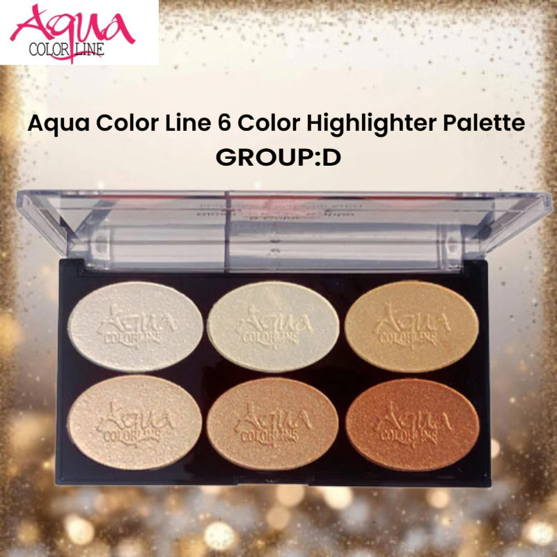 Aqua Color Line 6 Color Highlighter Palette