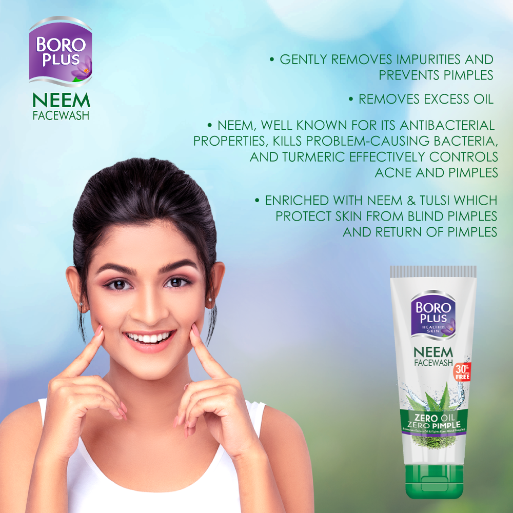 Emami BoroPlus Neem Face Wash 50ml (30% Extra) - Deep Cleansing Anti Acne Face Wash for Oil Control, Fresh & Clear Skin Care