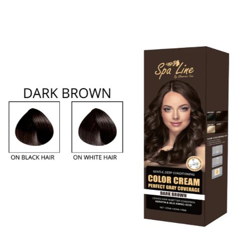 Glamorous Face by Spa Line Hair Color Cream Perfect Gray Coverage (Dark Brown)