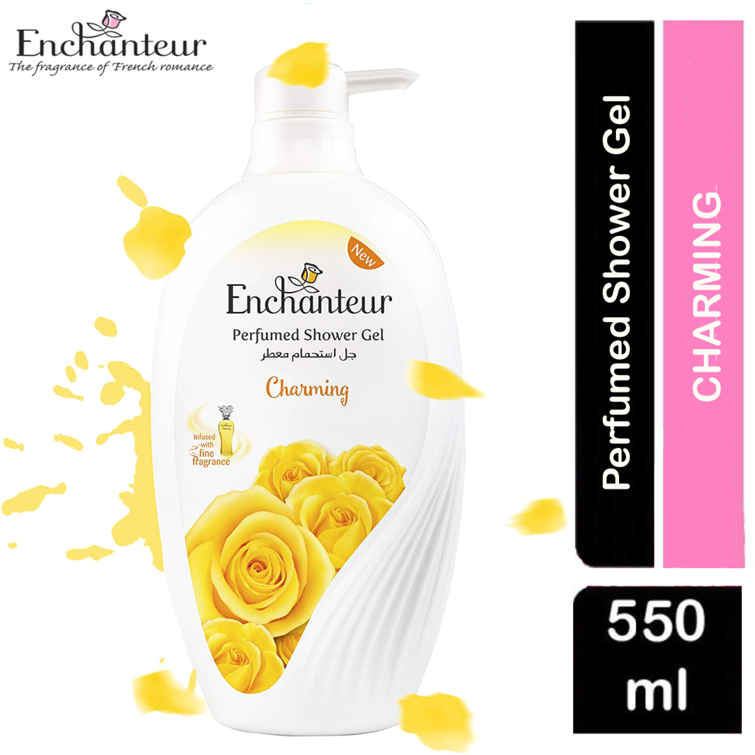 Enchanteur Charming Perfumed Shower Gel 550ml - Deep Cleansing Moisturizing Body Wash with Long Lasting Floral Fragrance for 