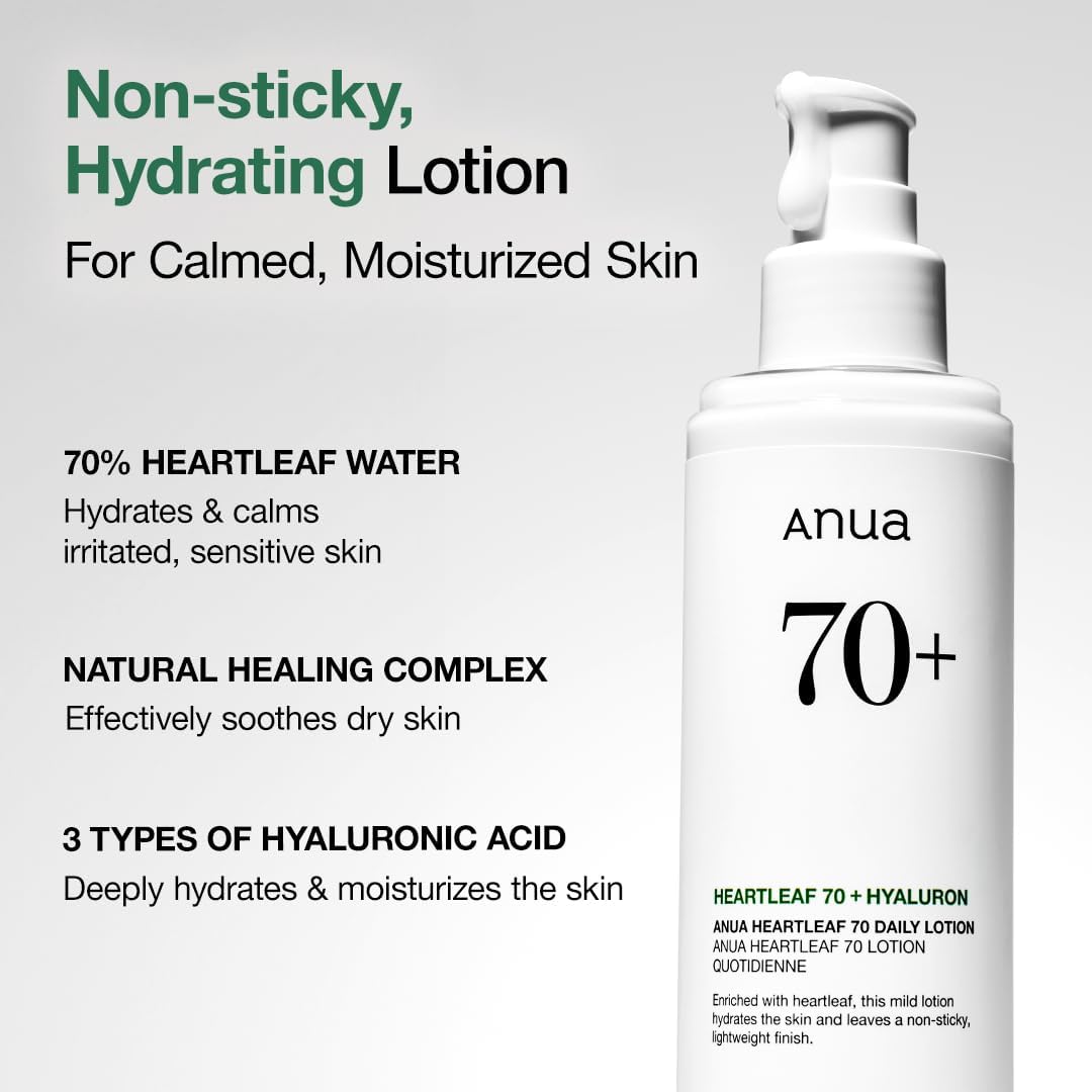 Anua Heartleaf 70+ Hyaluron Daily Lotion 200 ml Deep Hydration & Soothing Care (K Beauty)