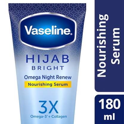 Vaseline Hijab Bright Omega Night Renew Nourishing Serum 180ml Deep Hydration & Skin Renewal