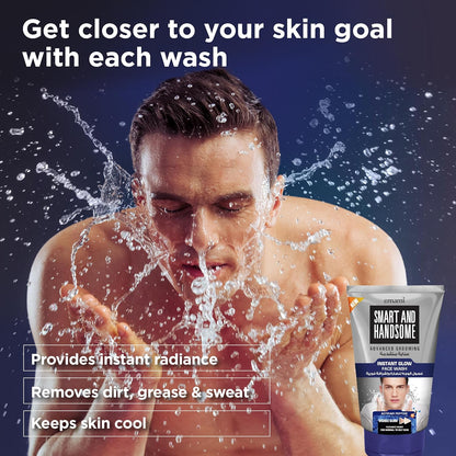 Emami Smart and Handsome Advanced Grooming Instant Glow Face Wash 100g for Men - Deep Cleansing Oil Control Brightening Face 