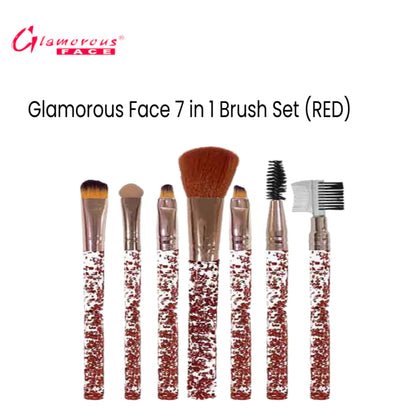 Glamorous Face 7 in 1 Brush Set (RED)