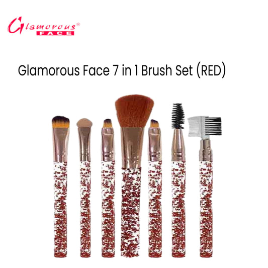 Glamorous Face 7 in 1 Brush Set (RED)