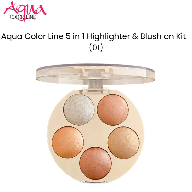Aqua Color Line 5 in 1 Highlighter & Blush on Kit (01)