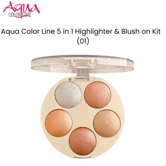 Aqua Color Line 5 in 1 Highlighter & Blush on Kit (01)