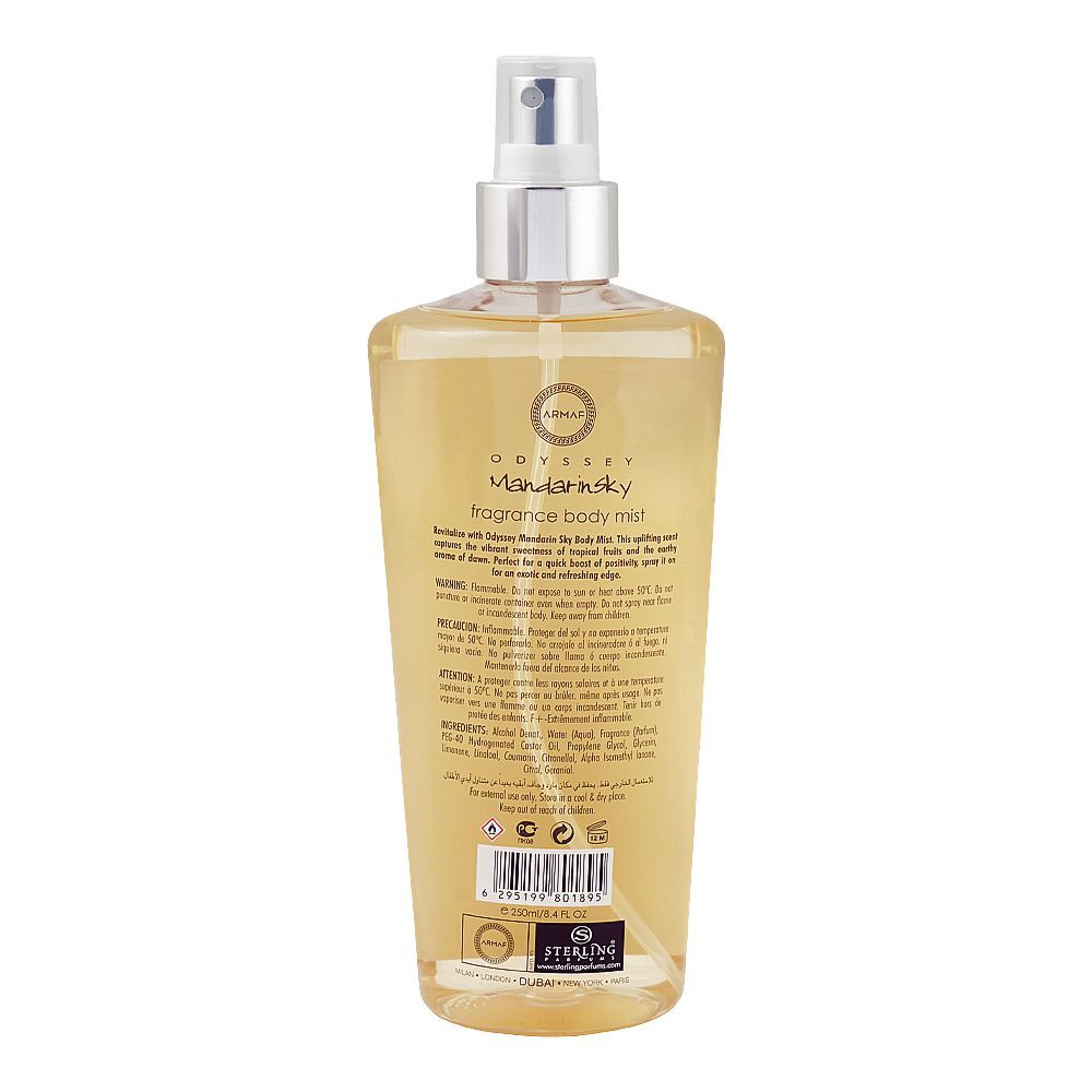 Armaf Odyssey Mandarin Sky For Men Fragrance Body Mist Limited Edition 250ml – Long Lasting Fresh Citrus Masculine Scent