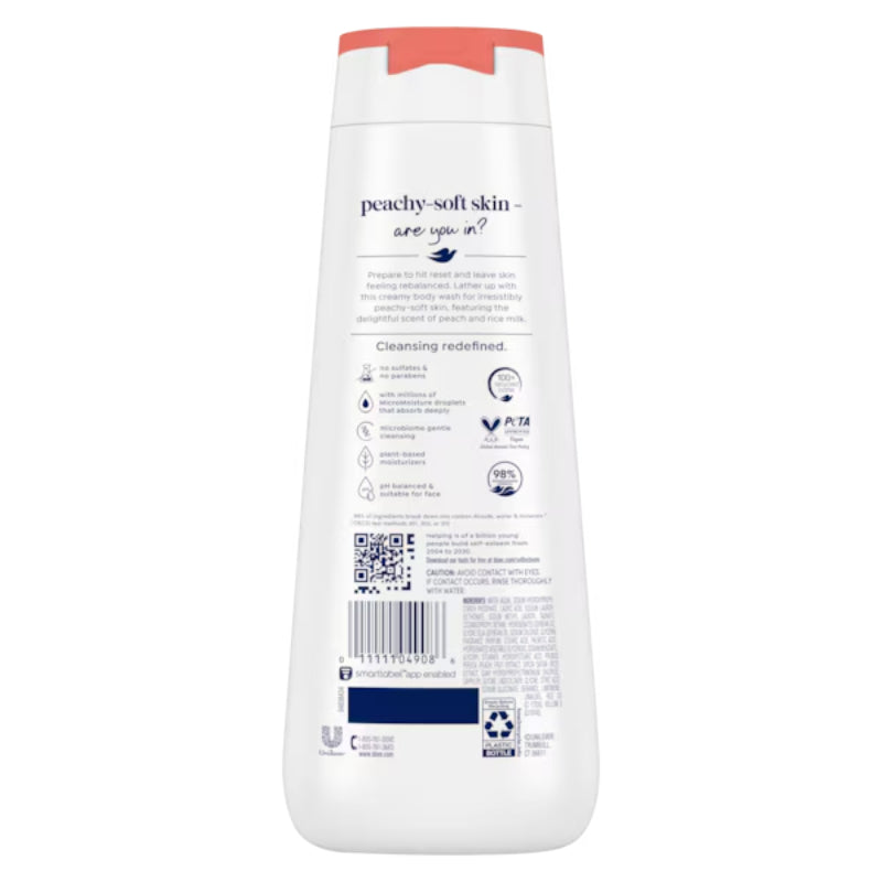 Dove Rebalance Body Wash White Peach + Rice Milk, 20 fl oz 591ml