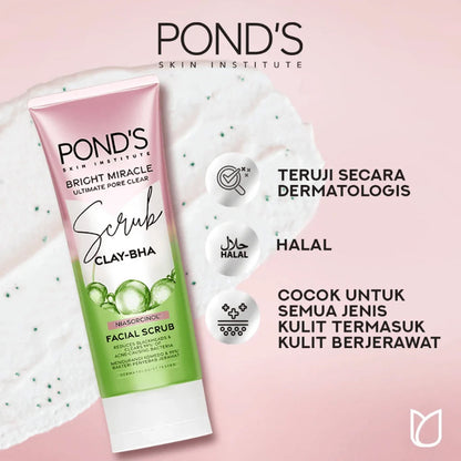 PONDS Pond’s Bright Miracle Ultimate Pore Clear CLAY-BHA Facial Scrub 100g