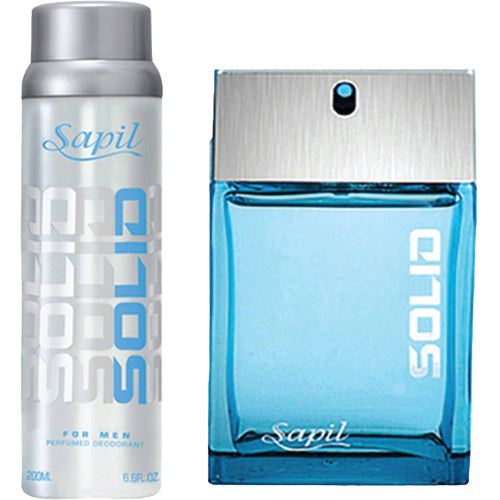 Sapil Solid Silver Eau de Toilette for Men 100ml + Body Spray 150ml Gift Set - Long Lasting Fresh Masculine Fragrance Duo wit