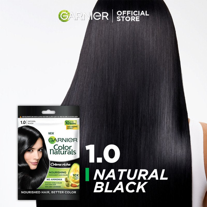 Garnier Color Naturals Hair Color Sachet 1.0 Natural Black 30 ml Nourishing & Long-Lasting Color
