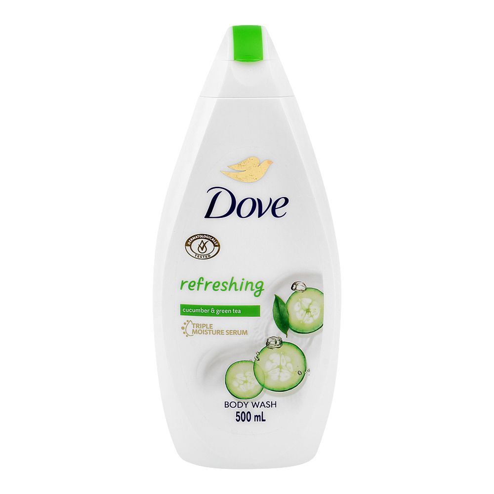 Dove Refreshing Cucumber & Green Tea Body Wash 500ml – Triple Moisture Serum for Fresh, Cool & Hydrated Skin