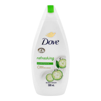 Dove Refreshing Cucumber & Green Tea Body Wash 500ml – Triple Moisture Serum for Fresh, Cool & Hydrated Skin