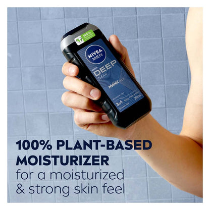Nivea Men Deep Clean 24H Fresh Effect 3-In-1 Shower Gel For Body, Face & Hair 250ml