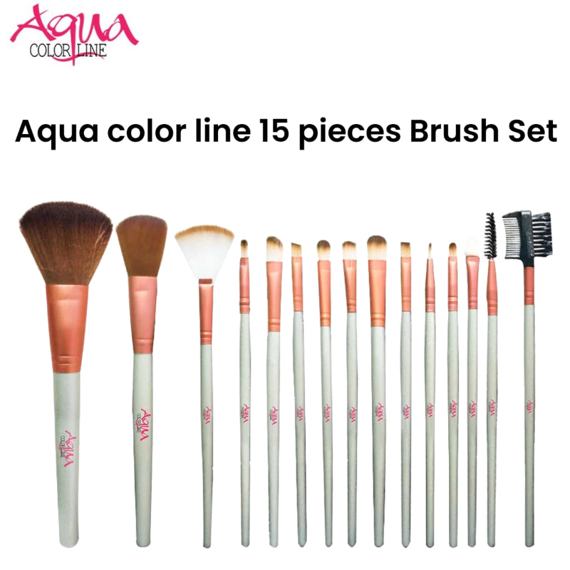 Aqua color line 15 pieces Brush Set