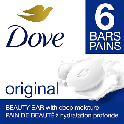 Dove Original Moisturizing Cream Beauty Bar With Deep Moisture 106g (Pack of 6 Soap Bars)