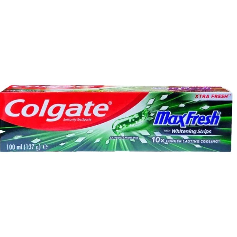 Colgate MaxFresh Bamboo Charcoal Toothpaste with Whitening Strips 100ml Fresh Breath & Whitening Care
