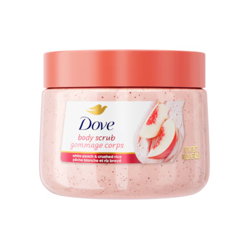 Dove Exfoliating Body Scrub White Peach & Crushed Rice 425g – Gommage Corps Body Polish for Smooth & Soft Skin
