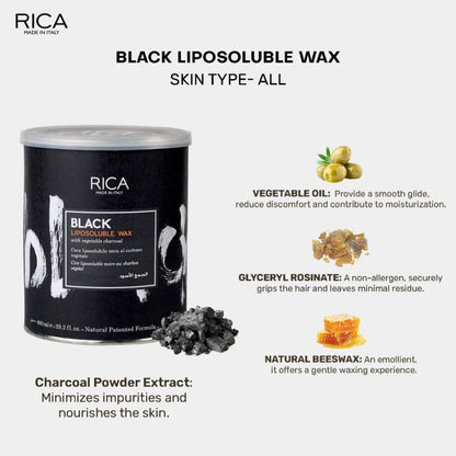 RICA Black Lipsoluble Wax For All Skin Type 800ml