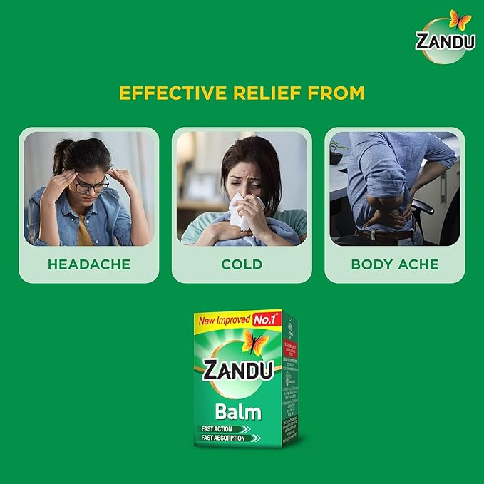 Zandu Balm 25ml - Fast Relief Herbal Pain Relief Balm for Headache, Body Pain, Cold & Muscle Relaxation