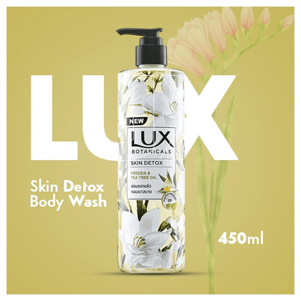 Lux Botanicals Skin Detox Freesia & Tea Tree Oil Body Wash 450ml – Deep Cleansing Shower Gel for Fresh, Smooth & Purified Ski